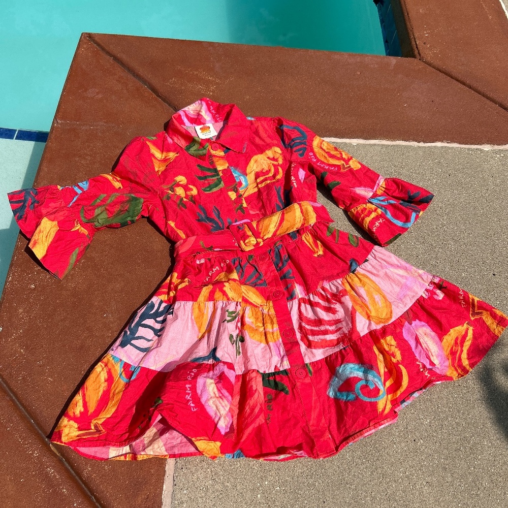 FARM Rio Mixed Fruits Belted Ocean Mini Dress Size S